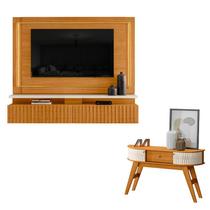 Estante Home Theater Suspenso Gaia com Aparador Estoril Cinamomo Off White Madetec Estante Home Theater Suspenso Gaia com Aparador Estoril Cinamomo Off White Madetec