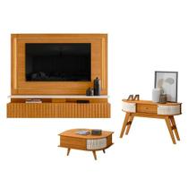 Estante Home Theater Suspenso Gaia Com Aparador Estoril E Mesa De Centro Indianápolis Cinamomo Off White - Madetec - MADETEC MOVEIS