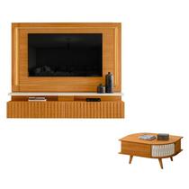 Estante Home Theater Suspenso Gaia com Mesa de Centro Indianápolis Cinamomo Off White Madetec Estante Home Theater Suspenso Gaia com Mesa de Centro Indianápolis Cinamomo Off White Madetec