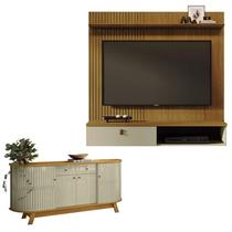 Estante Home Theater Suspenso Íris com Aparador para Sala Buffet Mônaco Cumaru Opala - Madetec