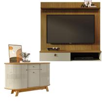 Estante Home Theater Suspenso Íris com Aparador para Sala Buffet Monza Cumaru Opala - Madetec Estante Home Theater Suspenso Íris com Aparador para Sala Buffet Monza Cumaru Opala - Madetec