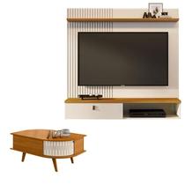 Estante Home Theater Suspenso Íris com Mesa de Centro Indianápolis Cinamomo Off White Madetec Estante Home Theater Suspenso Íris com Mesa de Centro Indianápolis Cinamomo Off White Madetec