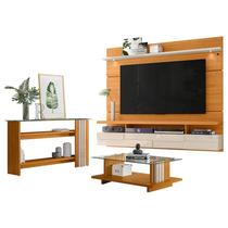 Estante Home Theater Suspenso Lana 1.8 com Aparador e Mesa de Centro Frizz Cinamomo Off White - Madetec