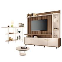 Estante Home Theater Titan Off White Castanho e Aparador Infinity e Mesa de Centro sky Off White - HB Móveis Estante Home Theater Titan Off White Castanho e Aparador Infinity e Mesa de Centro sky Off White - HB Móveis