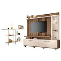 Estante Home Theater Titan Off White Castanho e Aparador Infinity Off White - HB Móveis Estante Home Theater Titan Off White Castanho e Aparador Infinity Off White - HB Móveis