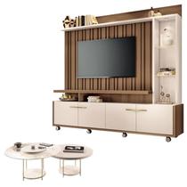 Estante Home Theater Titan Off White Castanho e Kit Mesa de Centro sky Off White - HB Móveis Estante Home Theater Titan Off White Castanho e Kit Mesa de Centro sky Off White - HB Móveis