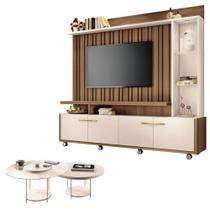 Estante Home Theater Titan Off White Castanho E Kit Mesa De Centro Sky Off White - Hb Móveis Estante Home Theater Titan Off White Castanho E Kit Mesa De Centro Sky Off White - Hb Móveis
