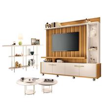 Estante Home Theater Titan Off White Cinamomo e Aparador Infinity e Kit Mesa de Centro sky Off White - HB Móveis Estante Home Theater Titan Off White Cinamomo e Aparador Infinity e Kit Mesa de Centro sky Off White - HB Móveis