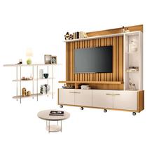 Estante Home Theater Titan Off White Cinamomo e Aparador Infinity e Mesa de Centro sky Off White - HB Móveis Estante Home Theater Titan Off White Cinamomo e Aparador Infinity e Mesa de Centro sky Off White - HB Móveis