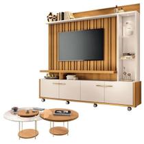 Estante Home Theater Titan Off White Cinamomo E Kit Mesa De Centro Sky Cinamomo - Hb Móveis Estante Home Theater Titan Off White Cinamomo E Kit Mesa De Centro Sky Cinamomo - Hb Móveis