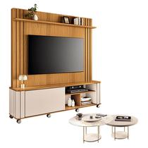 Estante Home Theater Trinus Cinamomo Off White com Kit Mesa de Centro Sky Off White - HB Móveis Estante Home Theater Trinus Cinamomo Off White com Kit Mesa de Centro Sky Off White - HB Móveis
