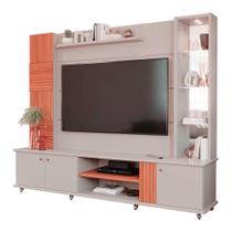 Estante Home Theater TV até 60 Polegadas 3 portas 216 cm Espelho Riviera 100% MDF Permóbili Off White/Cinamomo