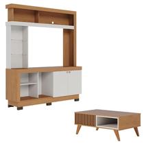 Estante Home Theater Valença Freijó Off White com Mesa de Centro Jeri Freijó Off White - Colibri