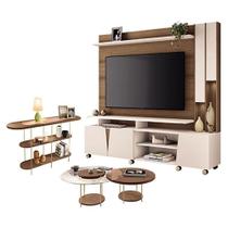 Estante Home Theater Virtus Castanho Off White Com Kit De Mesa De Centro Sky E Aparador Infinity Castanho - Hb Móveis Estante Home Theater Virtus Castanho Off White Com Kit De Mesa De Centro Sky E Aparador Infinity Castanho - Hb Móveis