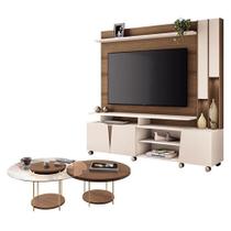 Estante Home Theater Virtus Castanho Off White Com Kit Mesa De Centro Sky Castanho - Hb Móveis Estante Home Theater Virtus Castanho Off White Com Kit Mesa De Centro Sky Castanho - Hb Móveis