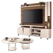 Estante Home Theater Virtus Castanho Off White Com Kit Mesa De Centro Sky Off White - Hb Móveis Estante Home Theater Virtus Castanho Off White Com Kit Mesa De Centro Sky Off White - Hb Móveis