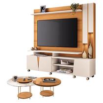Estante Home Theater Virtus Cinamomo Off White com Kit Mesa de Centro Sky Cinamomo - HB Móveis Estante Home Theater Virtus Cinamomo Off White com Kit Mesa de Centro Sky Cinamomo - HB Móveis
