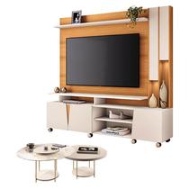 Estante Home Theater Virtus Cinamomo Off White com Kit Mesa de Centro Sky Off White - HB Móveis Estante Home Theater Virtus Cinamomo Off White com Kit Mesa de Centro Sky Off White - HB Móveis