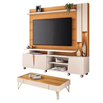 Estante Home Theater Virtus Cinamomo Off White com Mesa de Centro Cadenza Off White Cinamomo - HB Móveis