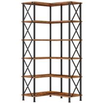 Estante HOOBRO BF61SJ01 de 6 níveis em L, marrom rústico, 189 x 189 x 183 cm Estante HOOBRO BF61SJ01 de 6 níveis em L, marrom rústico, 189 x 189 x 183 cm