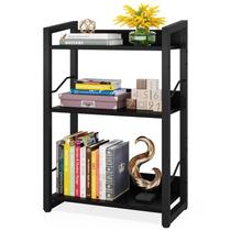 Estante Hosfais de 3 Níveis em Madeira e Metal Preto 42x24x72cm Estante Hosfais de 3 Níveis em Madeira e Metal Preto 42x24x72cm