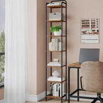 Estante Hzuaneri Estante de livros Narrow Industrial de 7 camadas marrom Estante Hzuaneri Estante de livros Narrow Industrial de 7 camadas marrom