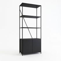 Estante Industrial 2 Portas PlacaEPonto SW017 MDP Preto 180cm