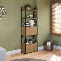 Estante Industrial com 4 Portas - Freijó/Preto Estante Industrial com 4 Portas - Freijó/Preto