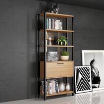 Estante Industrial com Porta Basculante 73x185cm MDF Freijó