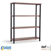 Estante Industrial Dallas Tam P 153x120cm Base Aço Preto Tampo Mel ou Castanho - DAF Mobiliário Estante Industrial Dallas Tam P 153x120cm Base Aço Preto Tampo Mel ou Castanho - DAF Mobiliário