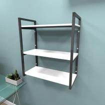 Estante industrial escritório aço cor preto 60x30x68cm (C)x(L)x(A) cor mdf branco