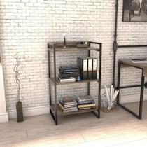 Estante Industrial Kuadra com 2 Nichos 60 cm - Carvalho Dark/Preto Estante Industrial Kuadra com 2 Nichos 60 cm - Carvalho Dark/Preto