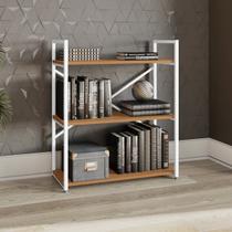 Estante Industrial Metal E Madeira Organizador Baixo 85x72cm Canela/Branco