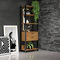 Estante Industrial Modulada com 2 Gavetas 73x185cm MDF Freijó