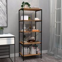 Estante Industrial Multiuso 5 Prateleiras de Ferro Preto e Marrom Padova