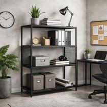 Estante Industrial para Sala Escritório Livro Decorativa Preta