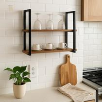 Estante industrial suspensa para escritório livros amadeirado Estante industrial suspensa para escritório livros amadeirado