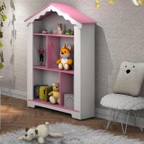 Estante Infantil Casinha Magia Branco Rosa Quarto Decoração