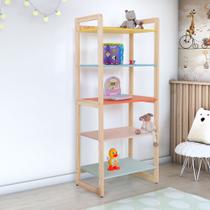 Estante Infantil Multiuso Colorê Baixa 150 x 64 cm 5 Prateleiras Multicores