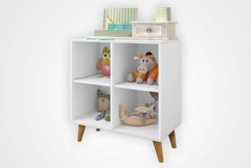 Estante Infantil Multiuso Retrô Pés Madeira Nichos Montessoriana 0.75 Estante Infantil Multiuso Retrô Pés Madeira Nichos Montessoriana 0.75