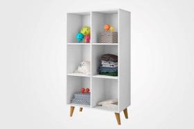 Estante Infantil Multiuso Retrô Pés Madeira Nichos Montessoriana 1.30
