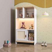 Estante Infantil Wave 1 Porta em Rattan, com Led e 4 Nichos Casatema MadeiraOriginals