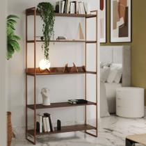 Estante Livreira Industrial Guaecá 180x95 Multiuso para Sala e Quarto Decor - Cobre/imbuia Estante Livreira Industrial Guaecá 180x95 Multiuso para Sala e Quarto Decor - Cobre/imbuia