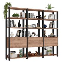 Estante Livreiro 2 Portas 2 Gavetas Estilo Industrial Chess F04 Preto/Solanum - Mpozenato Estante Livreiro 2 Portas 2 Gavetas Estilo Industrial Chess F04 Preto/Solanum - Mpozenato