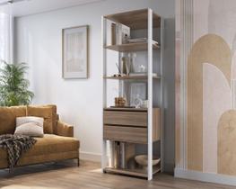 Estante Livreiro 4 Prateleiras 2 Gavetas 60cm Branco/Montana