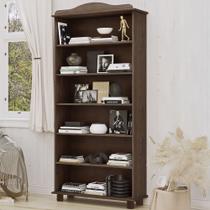 Estante Livreiro 85cm Com Prateleiras Pé Madeira Rubia Café F07 - Mpozenato