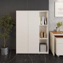 Estante Livreiro Alta Com 9 Prateleiras E 2 Portas Tundra - Off White E Cedro