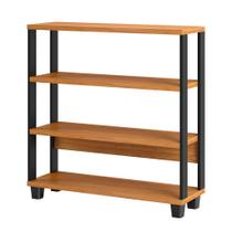 Estante Livreiro Baixa Estilo Industrial F23 Freijó/Preto Fosco - Pradel