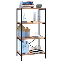 Estante Livreiro Baixa Multiuso Padova 60cm 4 Prateleiras Demolição Preto - Desk Design