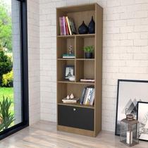 Estante Livreiro Bali com 1 Porta e 6 Nichos - Mel/Preto